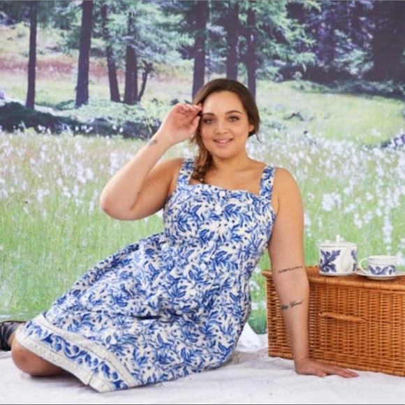 RANIER BLUEBIRD POTTERY PRINT COTTON SUNDRESS - Picture 5 of 8